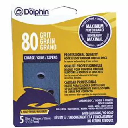 Linzer Anti-Clogging/No Load Series 5 In., 8-hole, Hook & Loop Discs, 80 Grit