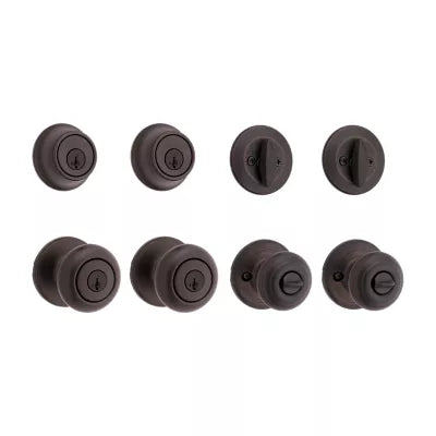 Kwikset Cove Project Pack Two Keyed Knobs and Two Keyed One Side Deadbolts - featuring SmartKey