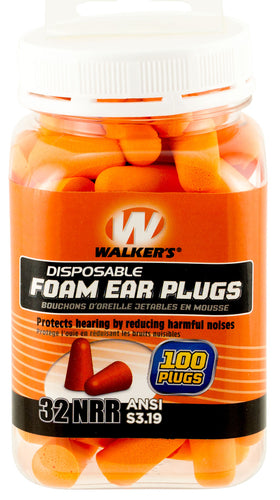 Walkers GWPFP50PK Foam Ear Plugs  Earplugs 33 dB Orange 100 Count (50 Pair)