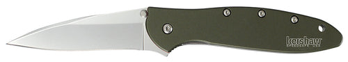 Kershaw 1660OL Leek  3 Modified Drop Point Plain Bead Blasted 14C28N Sandvik Olive Drab Anodized Aluminum Handle Folding