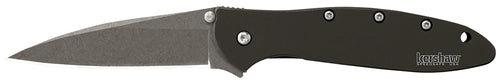 Kershaw 1660SWBLK Leek  3 Modified Drop Point Plain Stonewashed 14C28N Sandvik Black Anodized Aluminum Handle Folding
