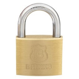 Brinks Commercial 40mm Solid Brass Keyed Padlock with 7/8” Shackle Clearance, 4-Pack - Chrome Plated with Hardened Steel Shackle