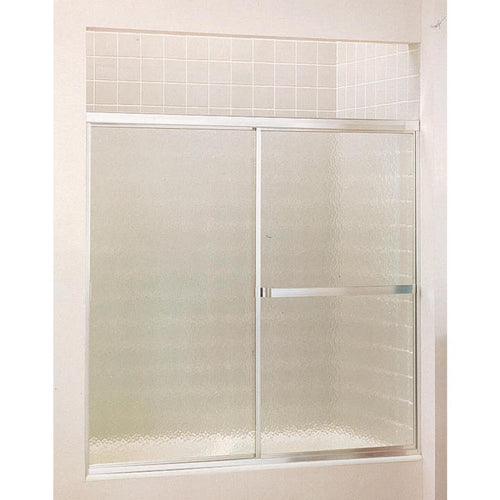 Sterling Standard 59 In. W. x 56-7/16 In. H. Chrome Hammered Glass Sliding Tub Door