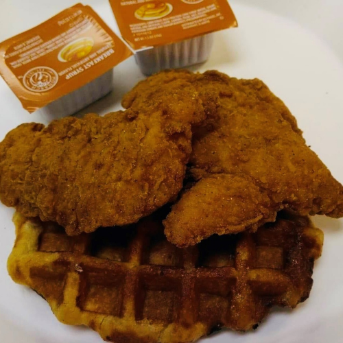 Fried chicken on a waffle