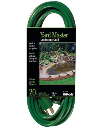 Woods 16/3 SJTW Yard Master Landscape Extension Cord (20' Green)