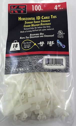 K-T Industries 4 Horizontal Id, Natural, 100/Pk