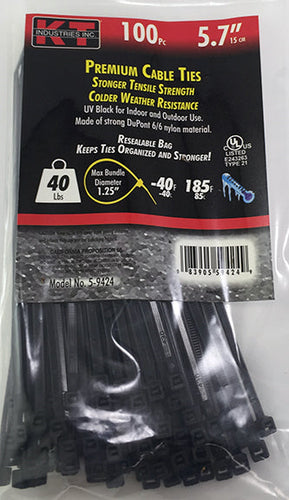 K-T Industries 5.7 Light Duty, Uv Black, 100/Pk