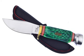 Frost Cutlery Jade Green Bone Buck Skinner w/ Sheath