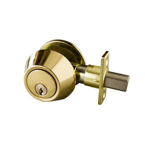 Design House Single Cylinder Deadbolt with 6-Way Latch in Polished Brass