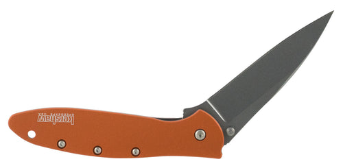 Kershaw 1660OR Leek  3 Modified Drop Point Plain Bead Blasted 14C28N Sandvik Orange Anodized Aluminum Handle Folding