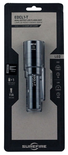 Surefire EDCL1T Everyday Carry 1 Dual-Output White LED 5/500 Lumens CR123A Lithium Battery Black Aluminum Body