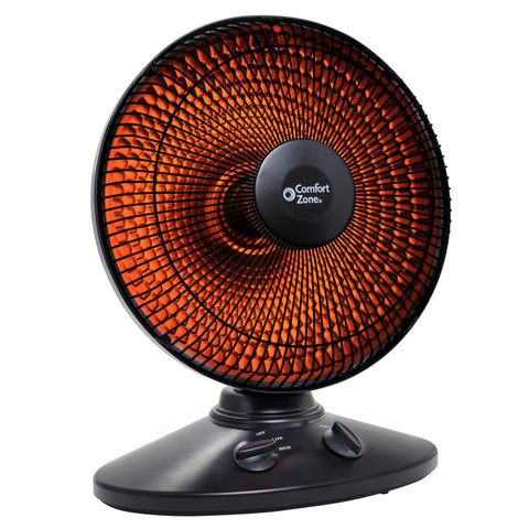 Comfort Zone Electric Oscillating Radiant Dish Heater With Adjustable Tilt In Black