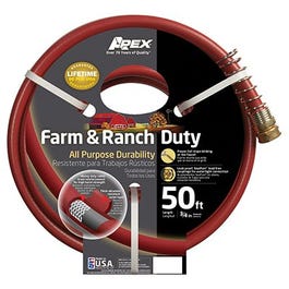Garden Hose, Farm & Ranch Duty, 450 PSI, Dark Red, 3/4-In. x 50-Ft.