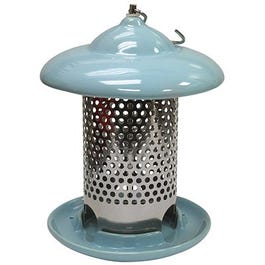 Ceramic Bird Feeder, Blue, Holds, 1-Lb.