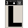 Address Letters, L, Black Vinyl, Adhesive, 3-In.