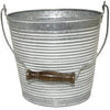 Planter With Handle, White Wash Ribbed Metal, 10-In.