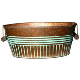 Metal Basin Planter, Vintage Copper, 14-In.