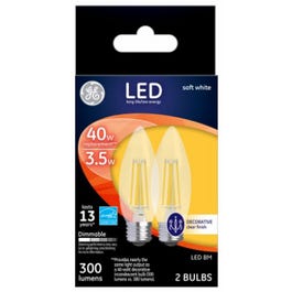 Decorative LED Light Bulbs, Soft White, Clear, Dimmable, 300 Lumens, 3.5-Watts, 2-Pk.