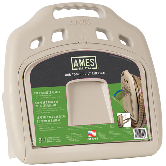 Ames 150′ Wall Mount Poly Hose Hanger With Storage Bin (13.5″ height × 6″ width × 14.5″ depth)