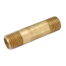 Pipe Fitting, Nipple, Yellow Lead-Free Brass, 1/4 x 2-In.
