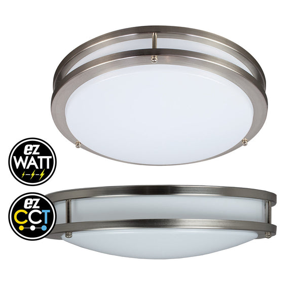 Energetic Lighting 14-Inch Led Double Ring Metal Trim Flush Mount Damp