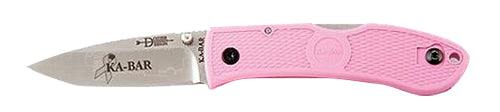 Ka-Bar 4062PK Dozier Hunter 3 Drop Point Plain AUS 8A Steel Zytel Pink Handle Folding