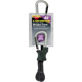 Carabiner Bungee Cord, Black Heavy-Duty Rubber, 48-In.