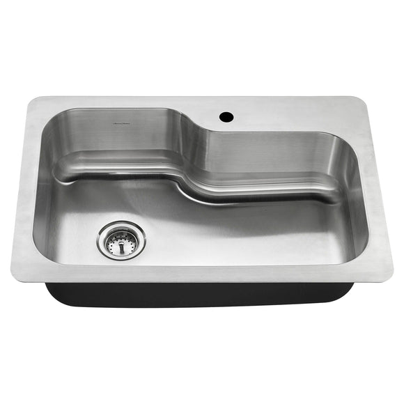 American Standard Raleigh® 33 x 22-Inch Stainless Steel Drop-In or Undermount Single-Bowl Residential Kitchen Sink With Dual-Spray Faucet (33