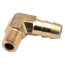 Pipe Fittings, Barb Insert Elbow, Brass, 3/8-In. Hose x 1/4-In. MPT