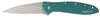 Kershaw 1660TEAL Leek  3 Drop Point Plain Bead Blasted 14C28N Sandvik Teal Anodized Aluminum Handle Folding