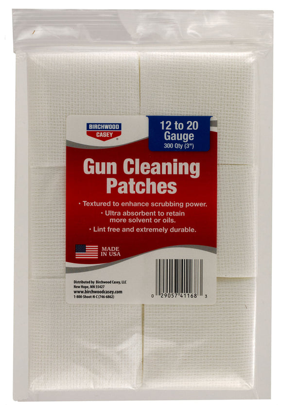 Birchwood Casey 41168 Gun Cleaning Patches Square 50 Cal/12,20 Gauge Cotton 3