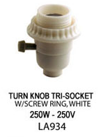 ATRON LA934 Turn Knob Socket, 250 V, 250 W, Phenolic Housing