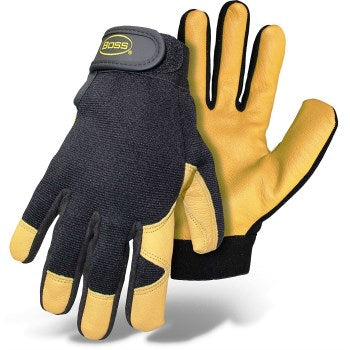 Boss 4048L Unlined Mechanic Gloves, Goatskin Palm ~ Large