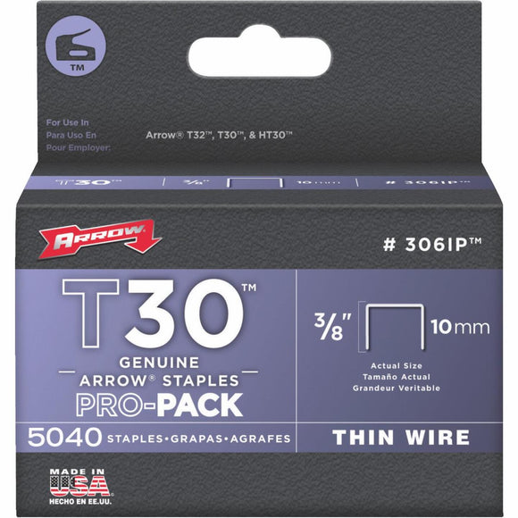 Arrow T30 Pro-Pack Thin Wire Staple, 3/8 In. (5040-Pack)