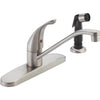 Peerless Single Handle Lever Kitchen Faucet with Black Side Spray, Stainless