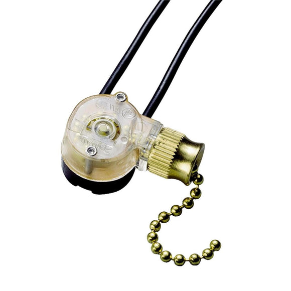 Gardner Bender SPST 72 In. Cord Single Throw Brass Pull Chain Switch