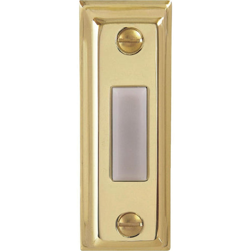 IQ America Wired Polished Brass Rectangular Design Lighted Doorbell Push-Button