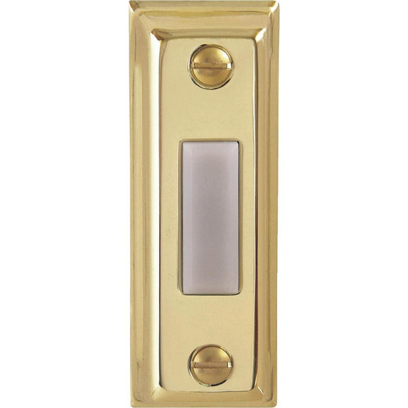 IQ America Wired Polished Brass Lighted Doorbell Push-Button