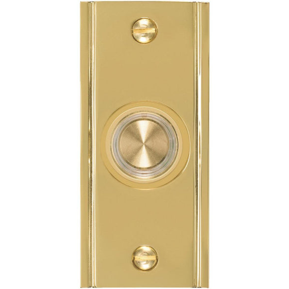 IQ America Wired Polished Brass Lighted Doorbell Push-Button