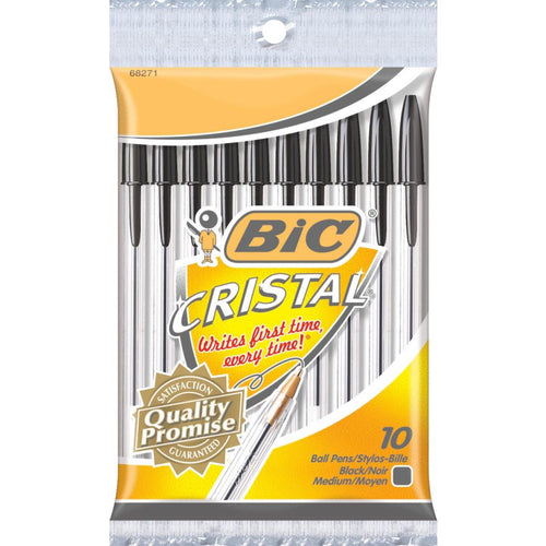 Bic Cristal Medium Point Black Ball Pen (10-Pack)