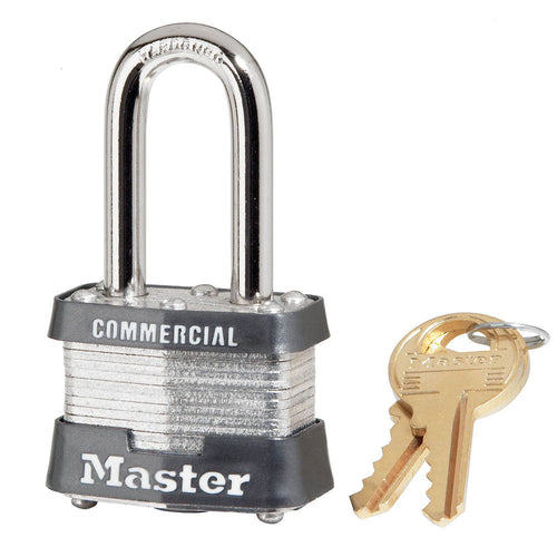Master Lock Laminated Steel Safety Padlocks 1-9/16in (40mm) Wide Laminated Steel Pin Tumbler Padlock with 1-1/2in (38mm) Shackle, Keyed Alike