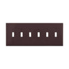 Eaton Toggle Wallplate, Brown 6 Gang