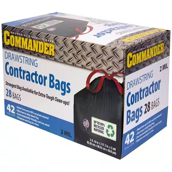 Commander Contractor Commercial Bags Liner 42 Gallon Black