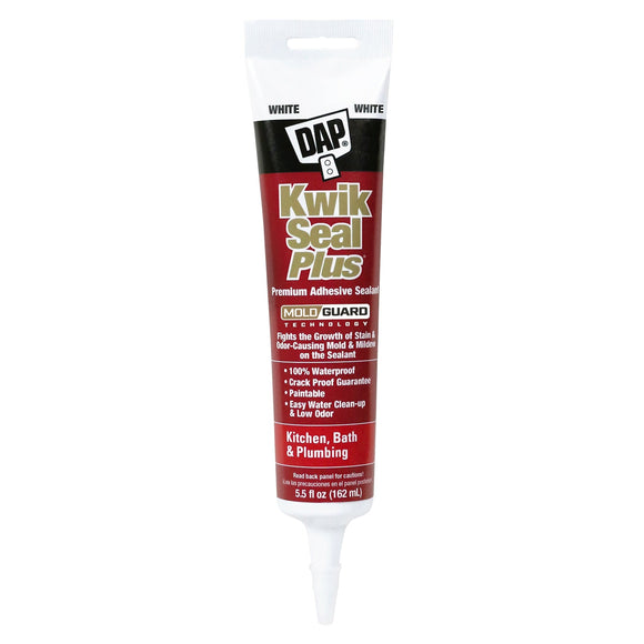 DAP Kwik Seal Plus® Kitchen & Bath Adhesive Sealant 10.1 oz. White (10.1 oz., White)