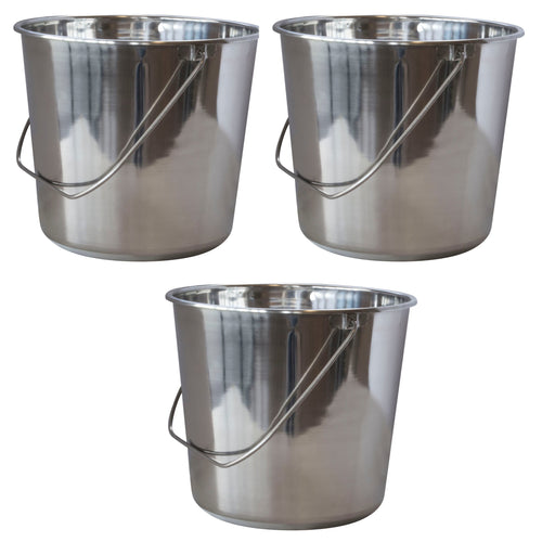 AmeriHome 4.22 Gallon Stainless Steel Bucket 3 Piece Set